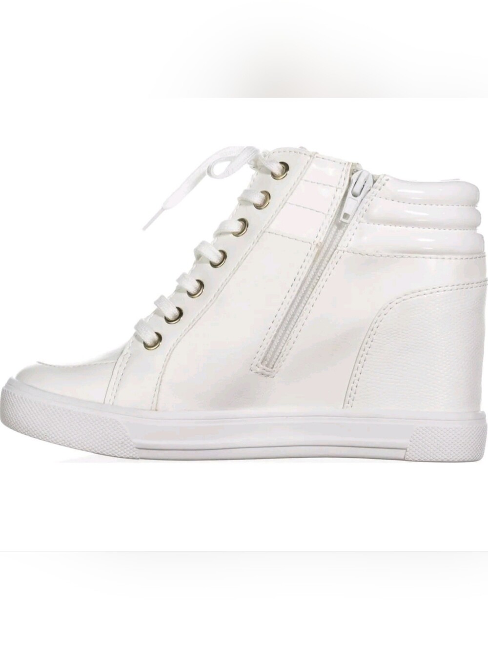 * Aldo Women's Kaia Hidden Wedge Zipper Fashion Sneakers White Size 11 - Picture 2 of 12